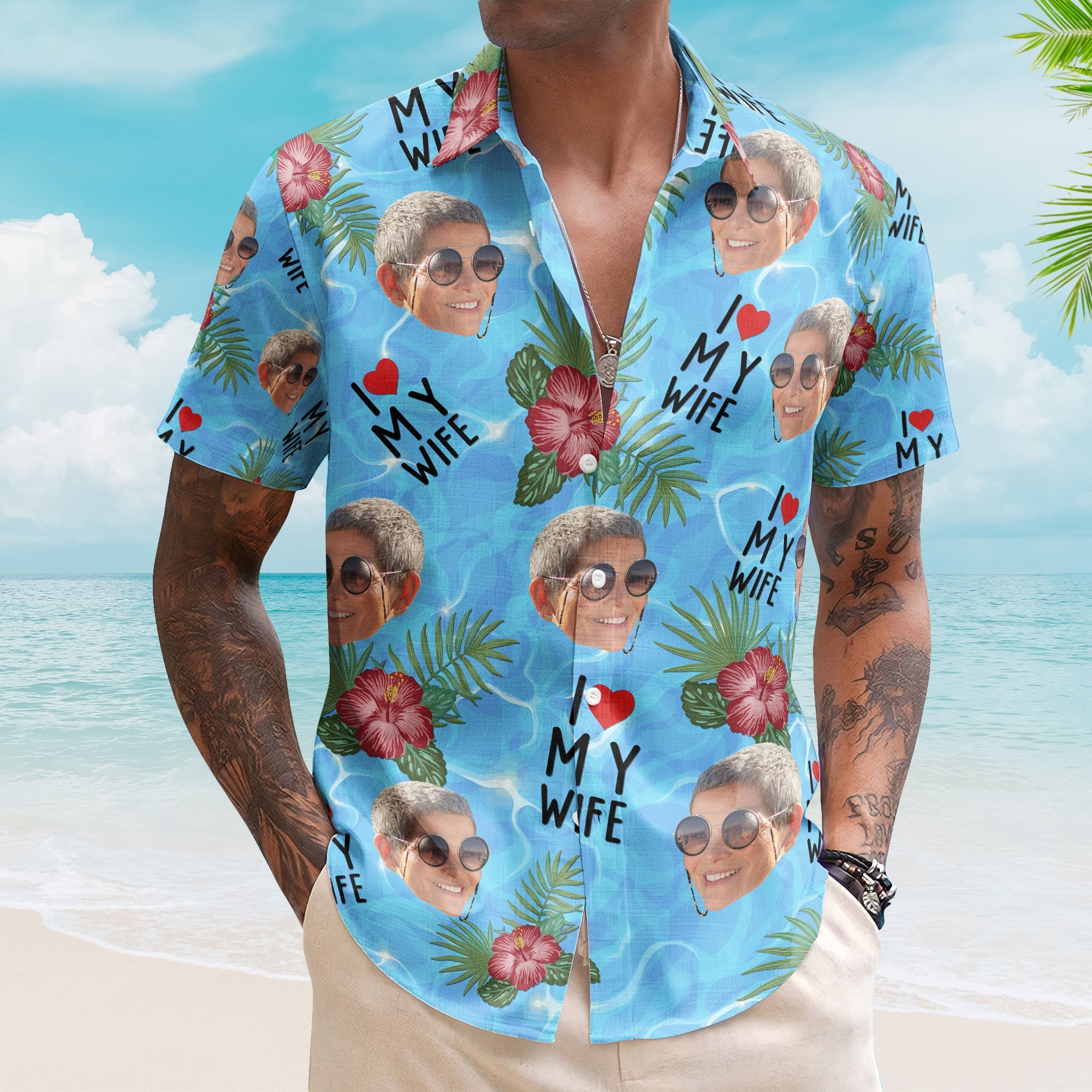 Father's Day Gifts, I Love My Wife Summer Vacation For Husband - Personalized Hawaiian Shirt
