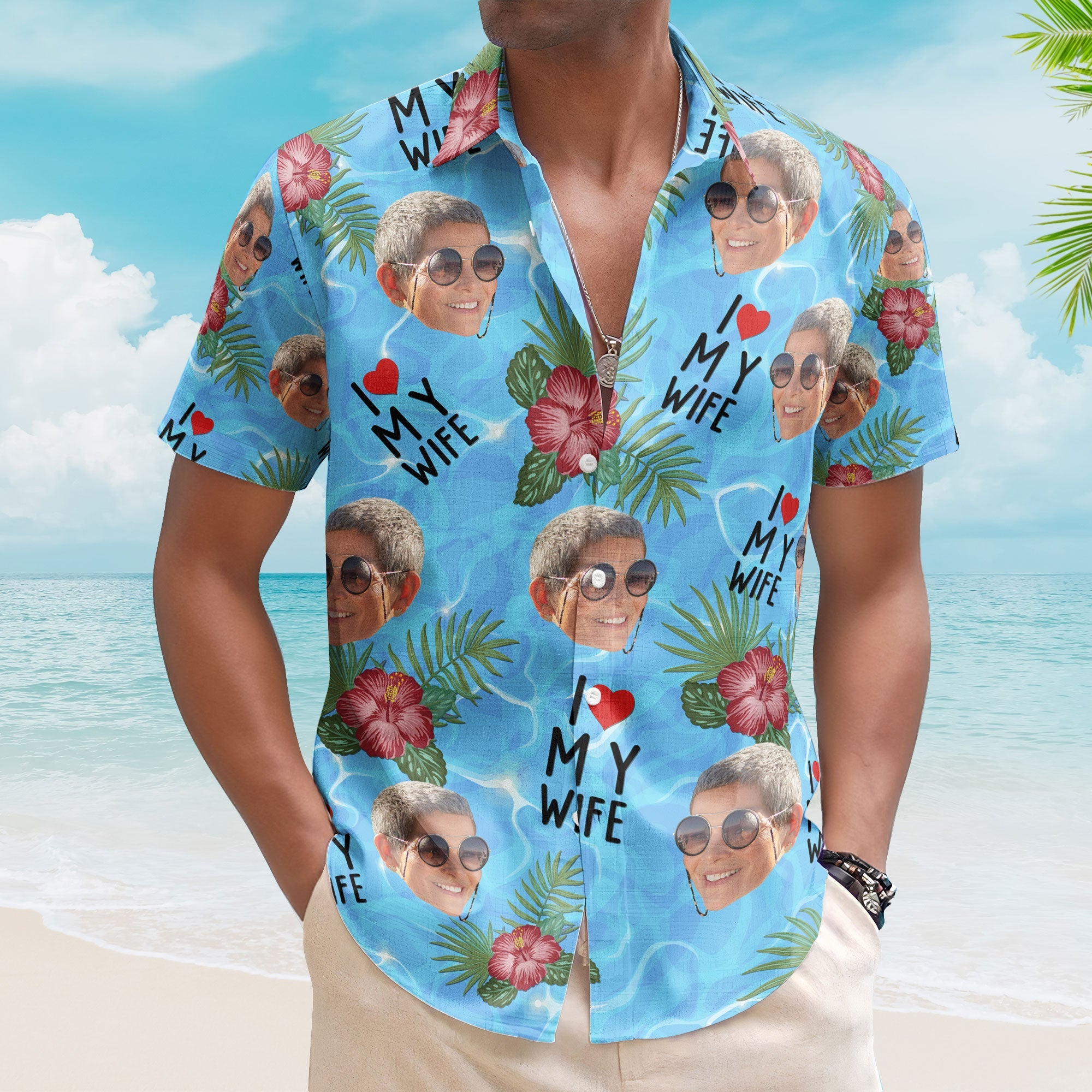 Father's Day Gifts, I Love My Wife Summer Vacation For Husband - Personalized Hawaiian Shirt