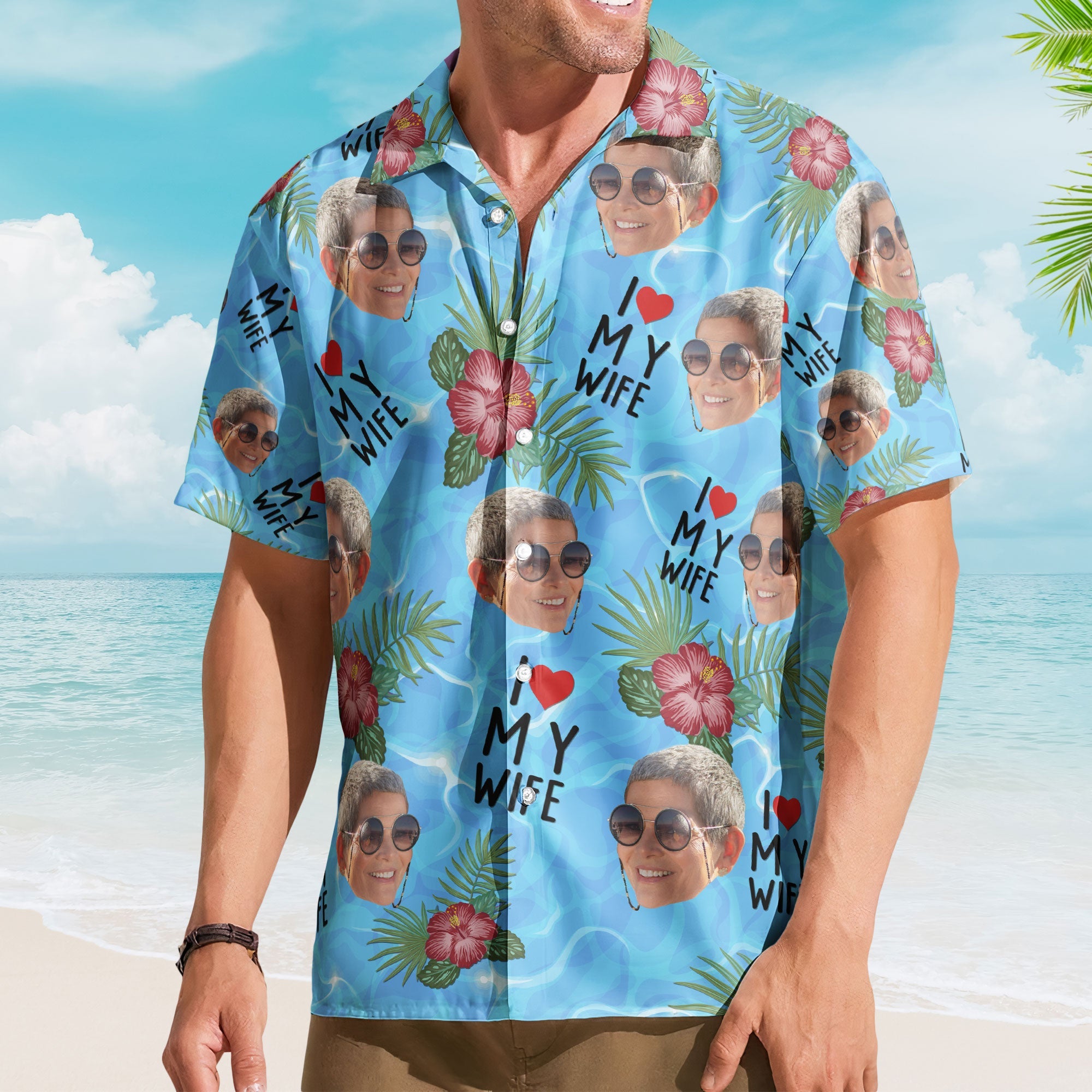 Father's Day Gifts, I Love My Wife Summer Vacation For Husband - Personalized Hawaiian Shirt