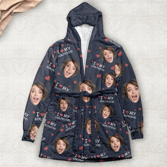 I Love My Wife, Honey.... - Personalized Photo Hooded Robe