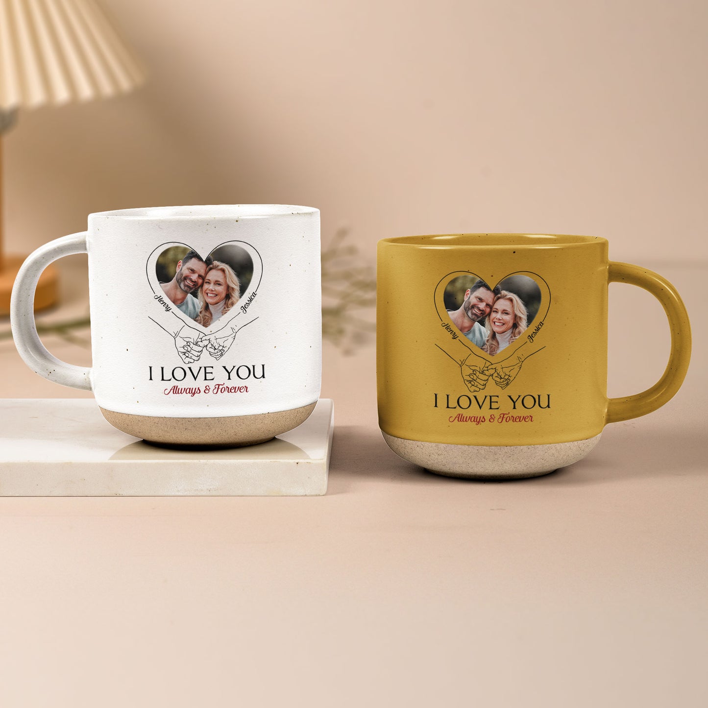 I Love You Always And Forever - Personalized Photo Pottery Mug