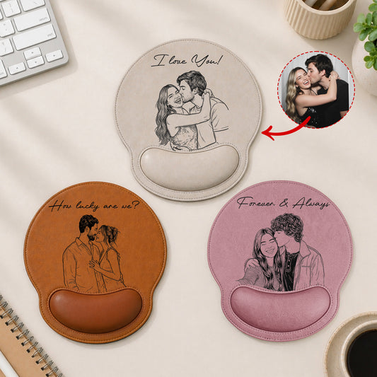 I Love You Couple Sketch Line Art Anniversary Gift For Him, Her - Personalized Mouse Pad