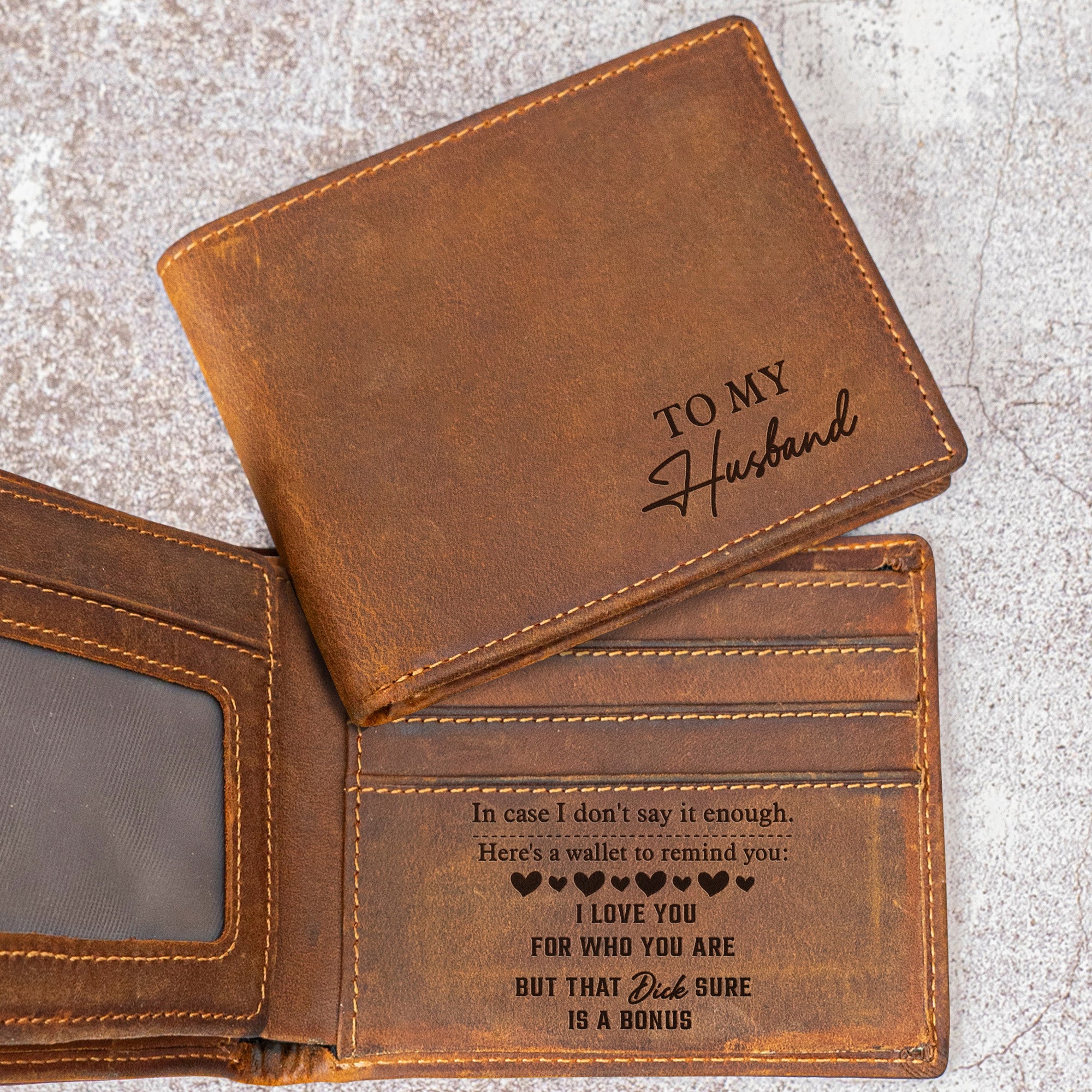 I Love You For Who You Are But That Cock Sure Is A Bonus - Personalized Leather Wallet