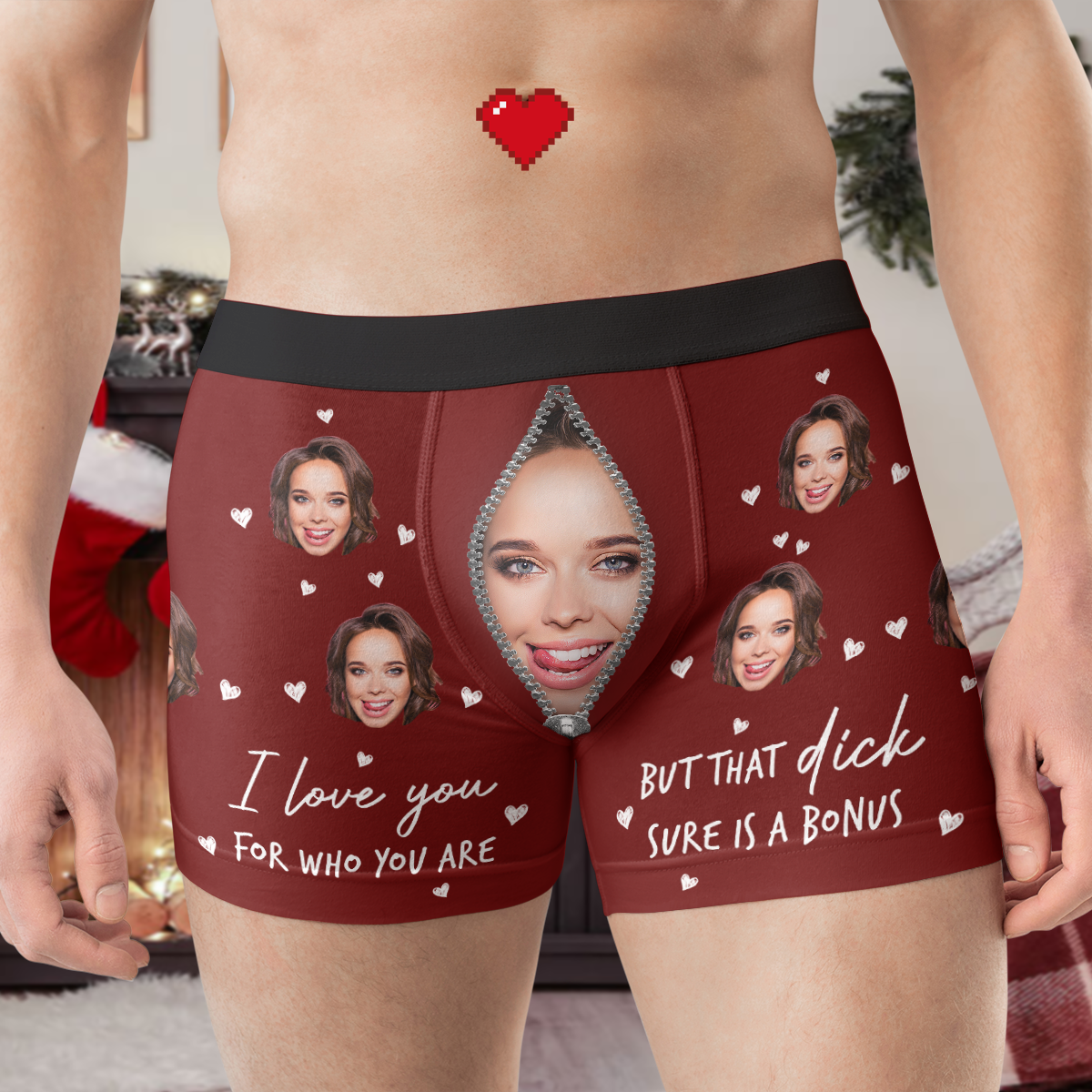 I Love You For Who You Are But That Sure Is A Bonus - Personalized Photo Men's Boxer Briefs