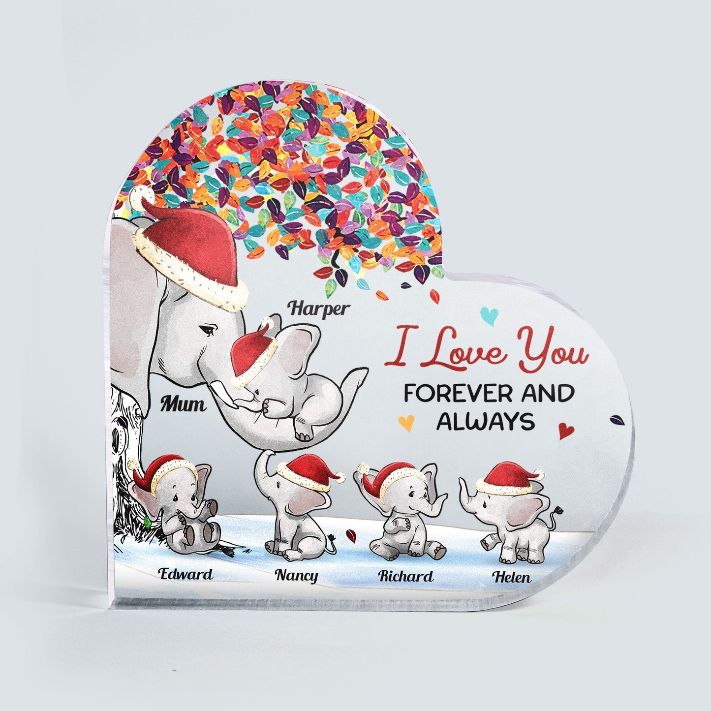 I Love You Forever & Always - Personalized Heart Shaped Acrylic Plaque - Christmas Gift For Daughters, Sons, Gift From Sons, Daughters To Mom