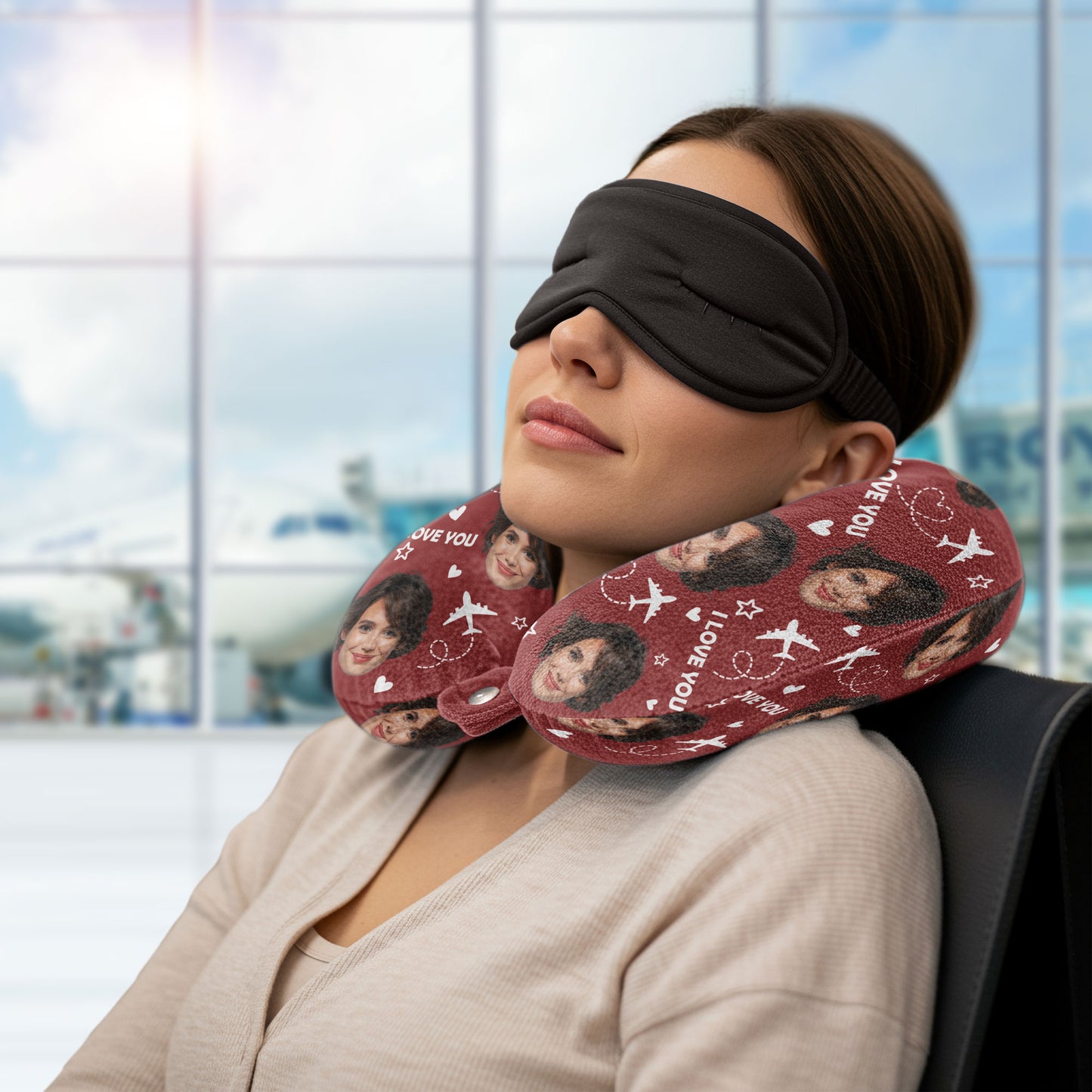 I Love You Funny - Personalized Photo U-Shaped Travel Neck Pillow