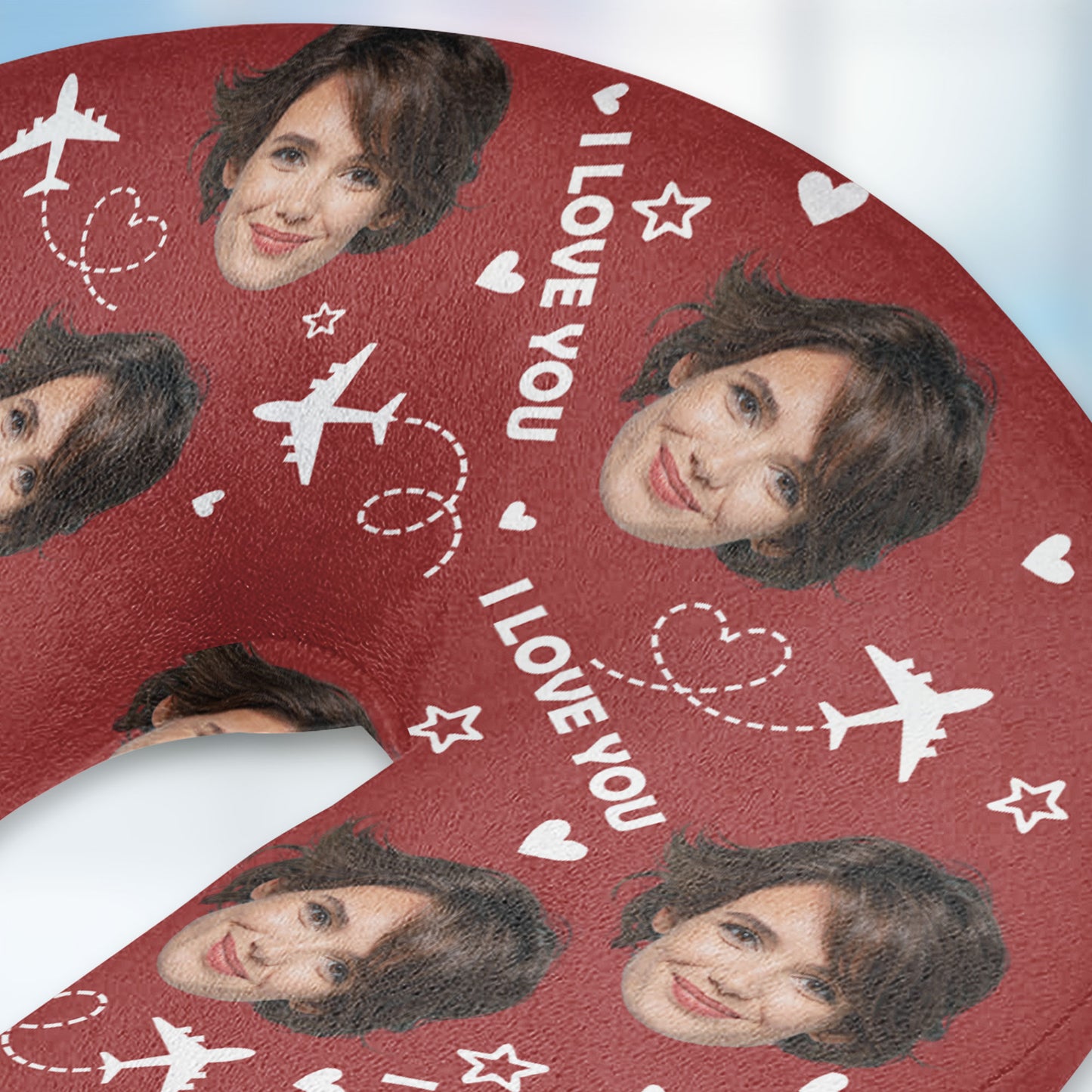 I Love You Funny - Personalized Photo U-Shaped Travel Neck Pillow