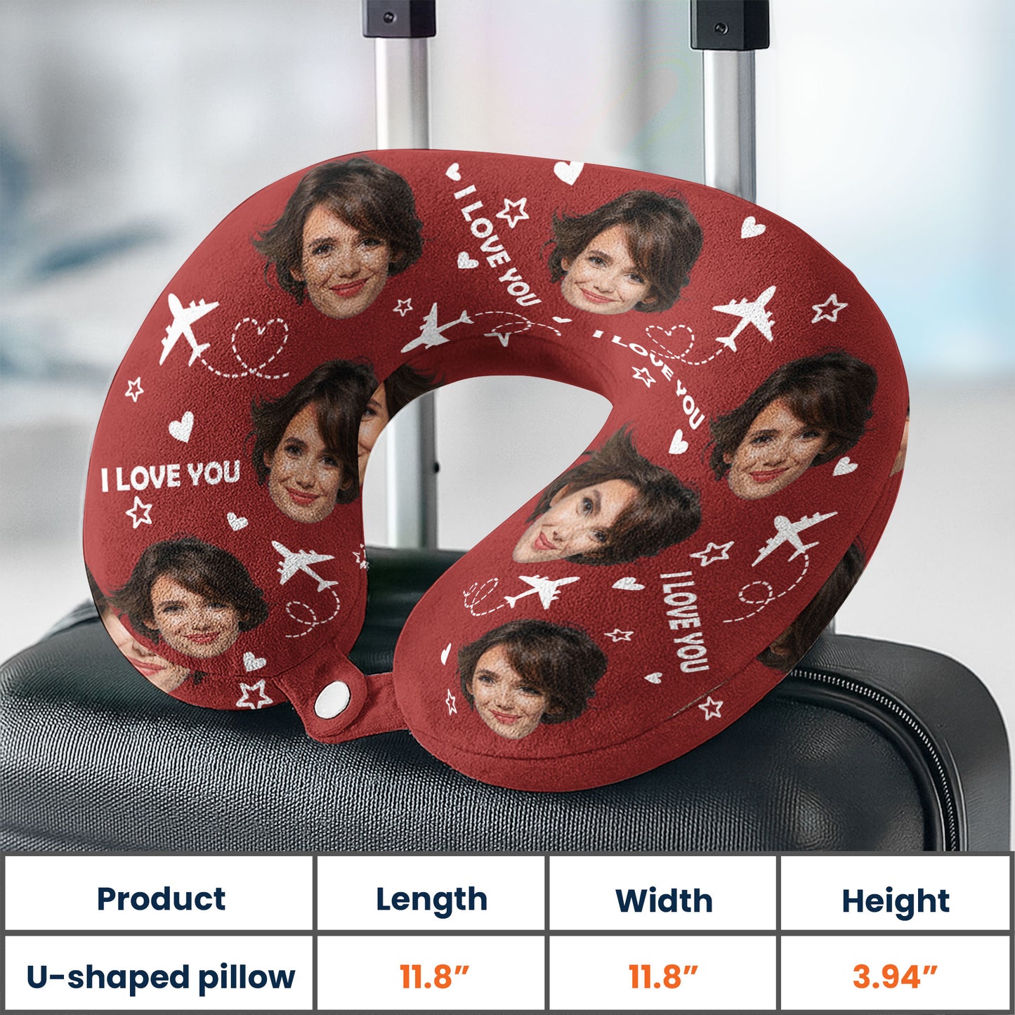 I Love You Funny - Personalized Photo U-Shaped Travel Neck Pillow