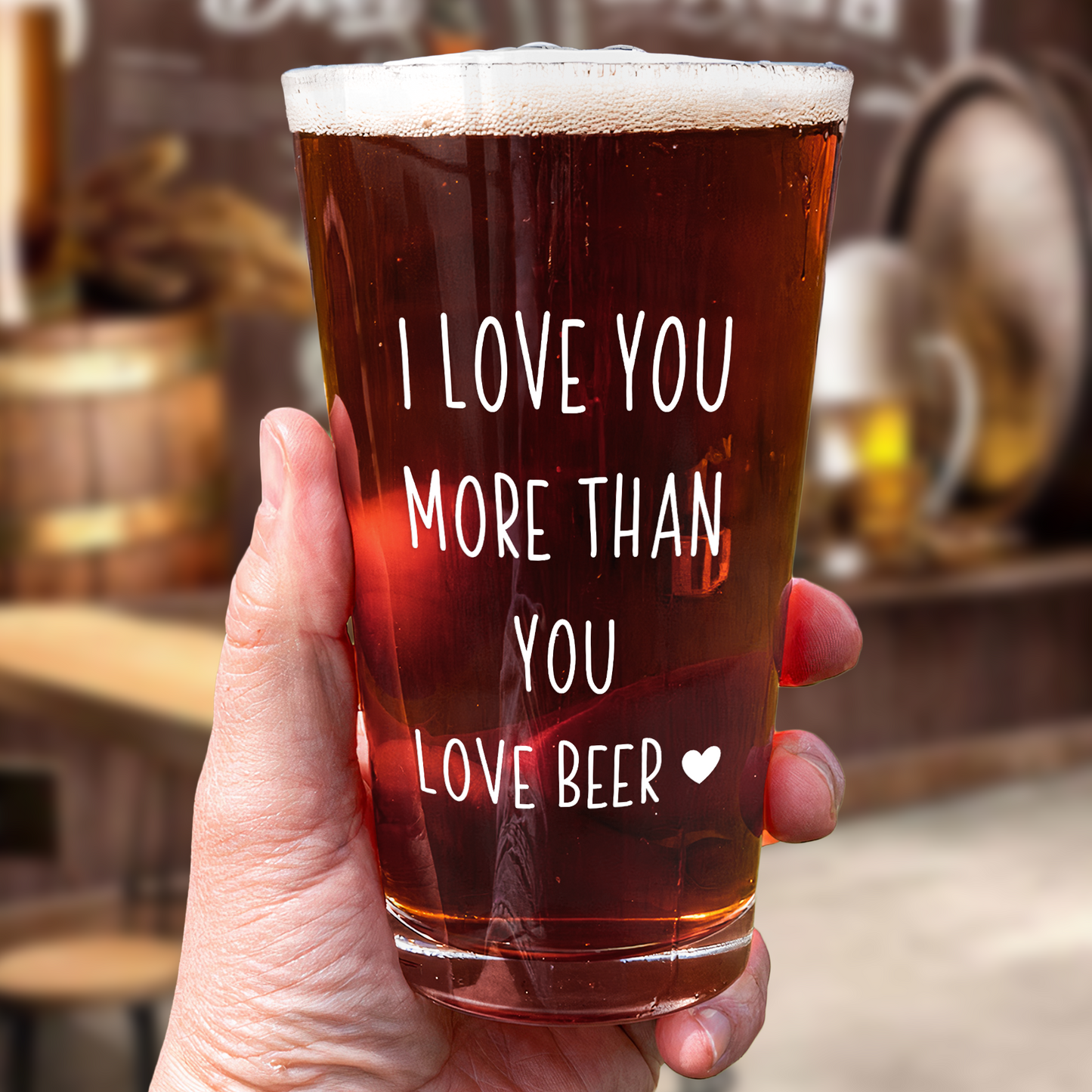 I Love You More Than You Love Beer Anniversary Gifts - Personalized Photo Beer Glass