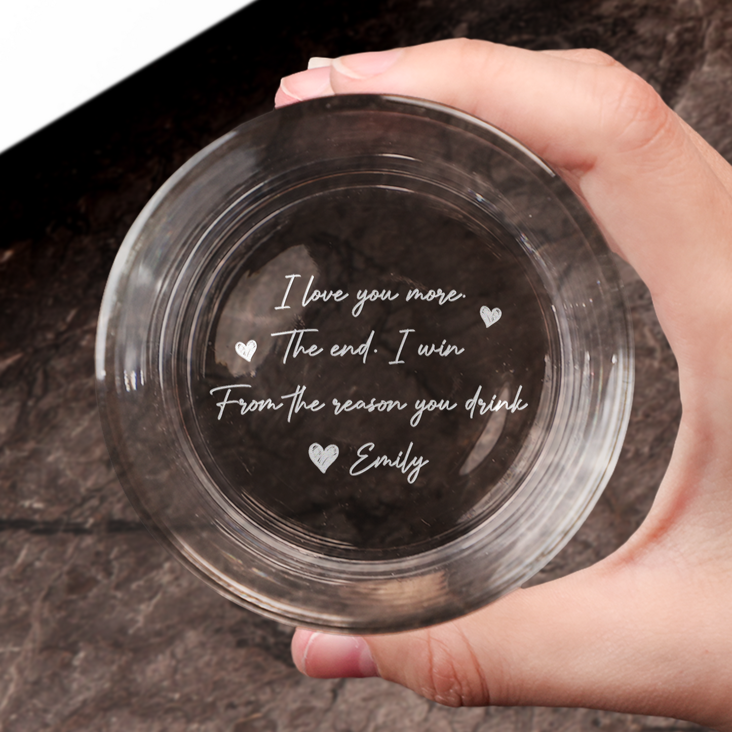 I Love You More The End I Win - Personalized Engraved Whiskey Glass