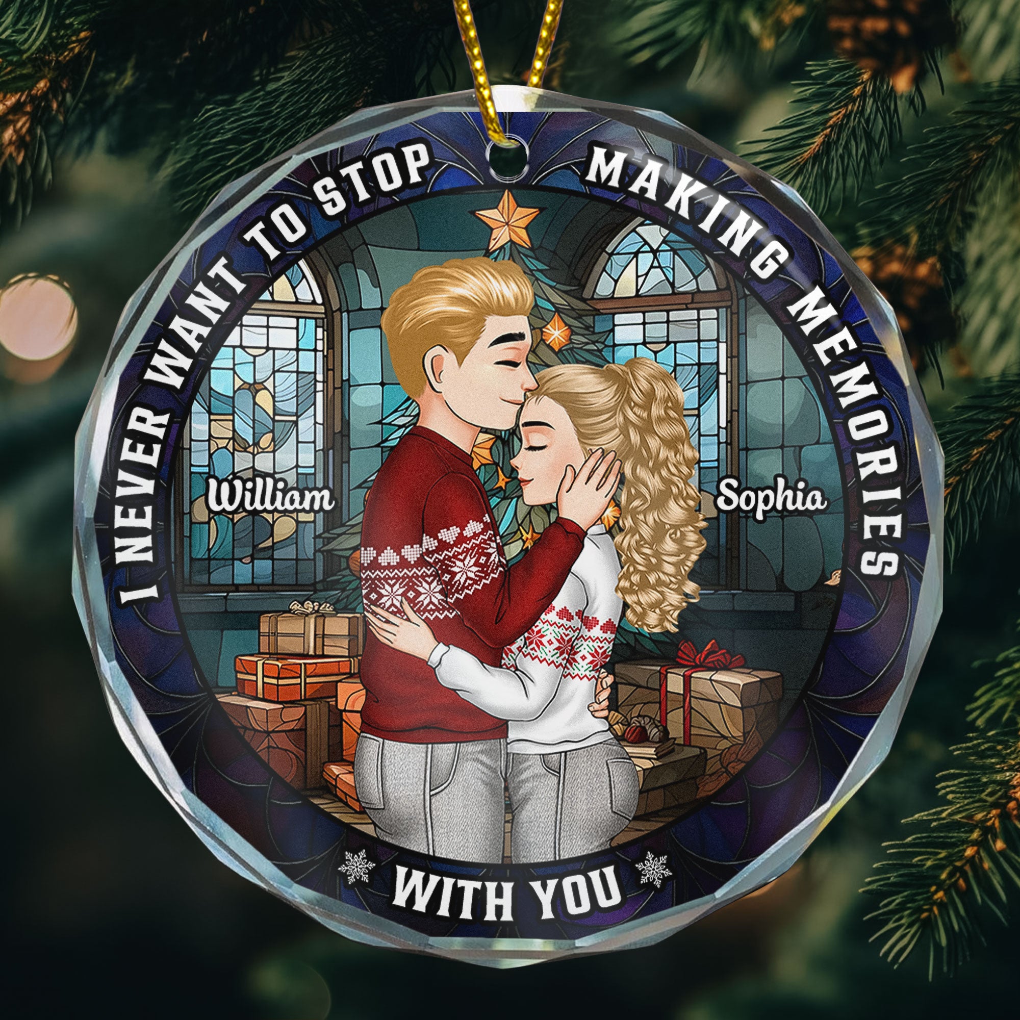 I Love You More With Each Passing Year - Personalized Glass Ornament