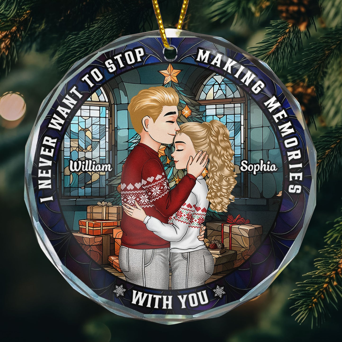 I Love You More With Each Passing Year - Personalized Glass Ornament