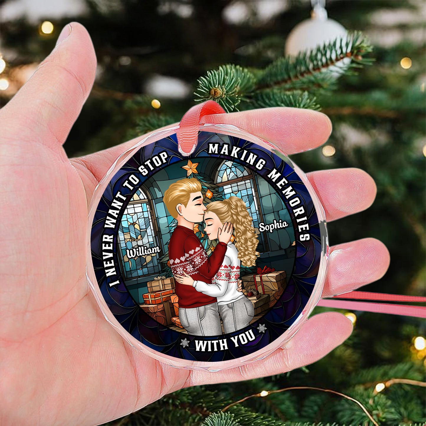 I Love You More With Each Passing Year - Personalized Glass Ornament