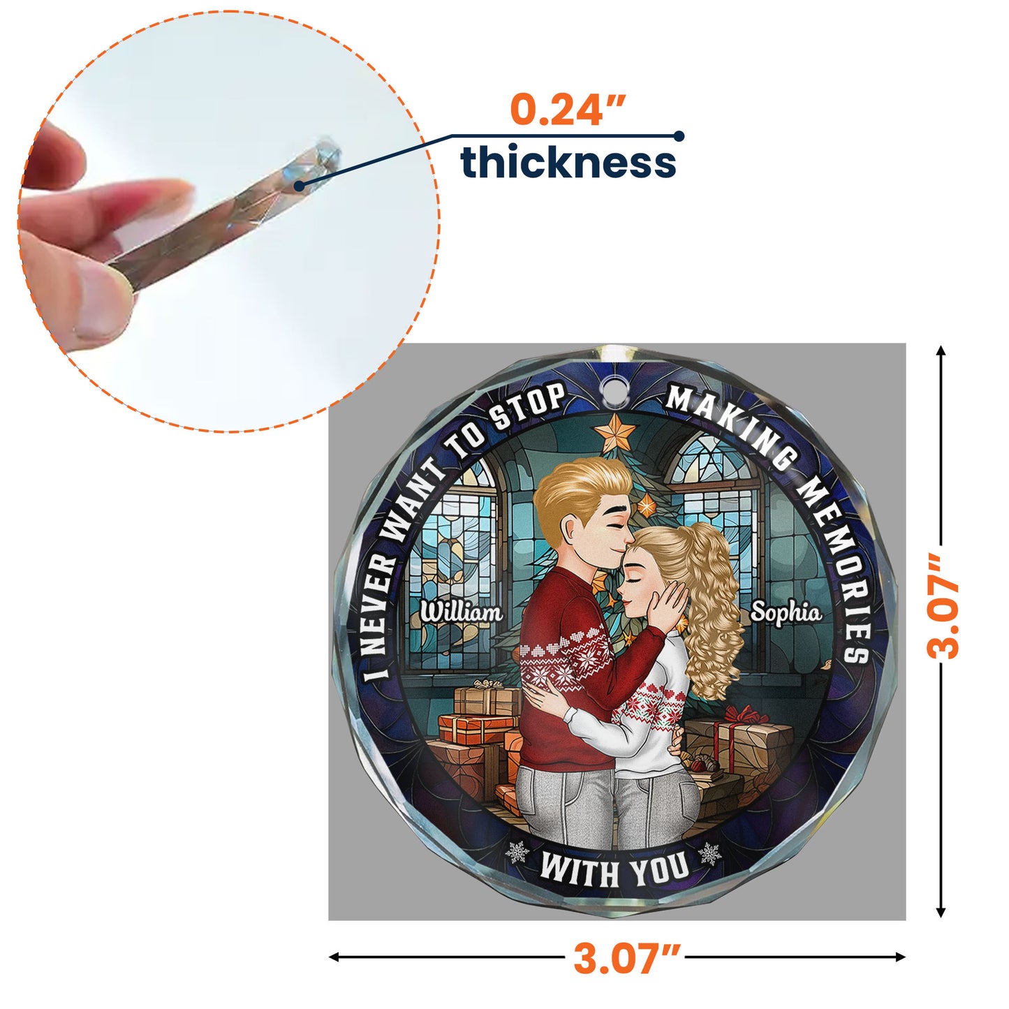 I Love You More With Each Passing Year - Personalized Glass Ornament