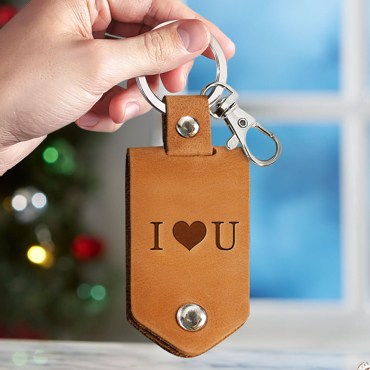 I Love You More! - Personalized Leather Photo Keychain - Birthday Gifts For Men, Husband, Him