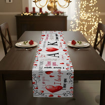 I Love You Red Hearts Gift For Couple - Personalized Table Runner