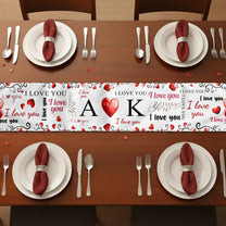 I Love You Red Hearts Gift For Couple - Personalized Table Runner