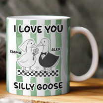 I Love You Silly Goose Couple Gifts Striped Mug - Personalized Mug