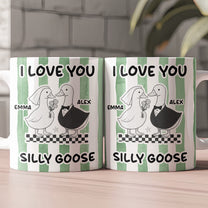 I Love You Silly Goose Couple Gifts Striped Mug - Personalized Mug