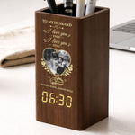 I Love You Then I Love You Still, Wedding Gifts, Anniversary Gift For Her, Couple - Personalized Pen Holder With Clock
