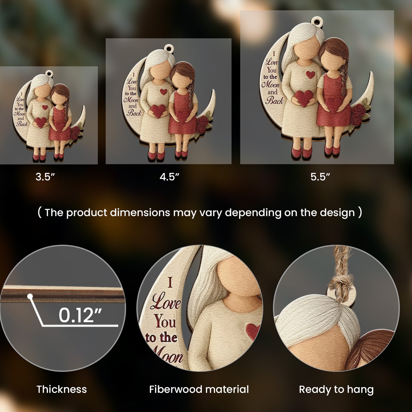 I Love You To The Moon And Back 2D Flat - Acrylic Ornament