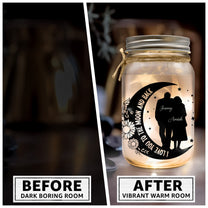 I Love You To The Moon And Back Couple Gift - Personalized Mason Jar Light
