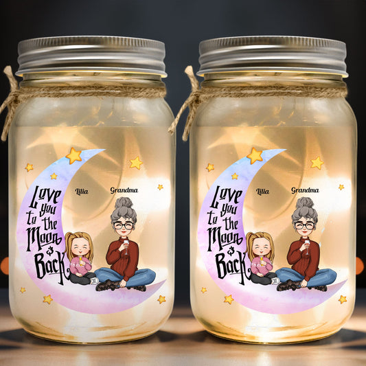 I Love You To The Moon And Back Kid - Personalized Mason Jar Light