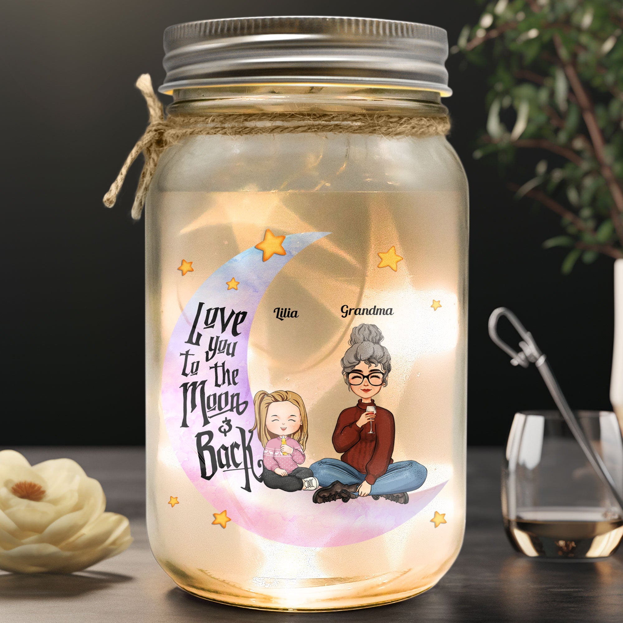 I Love You To The Moon And Back Kid - Personalized Mason Jar Light