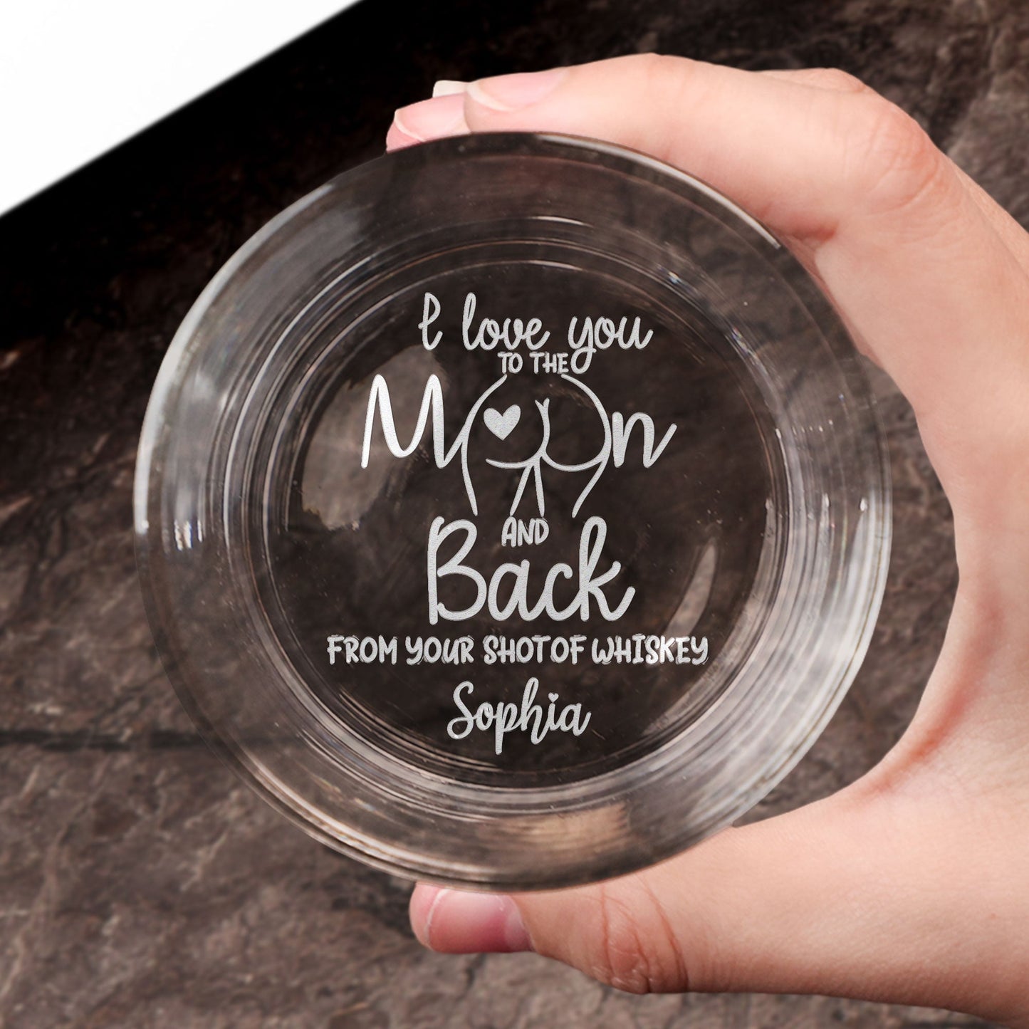 I Love You To The Moon And Back - Personalized Engraved Whiskey Glass