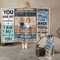 I Love You To The Moon And Back - Personalized Wearable Blanket Hoodie