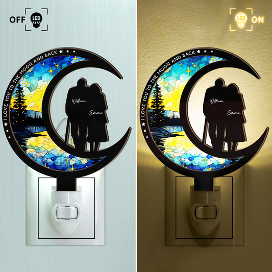I Love You To The Moon & Back - Personalized Wood And Acrylic Night Light