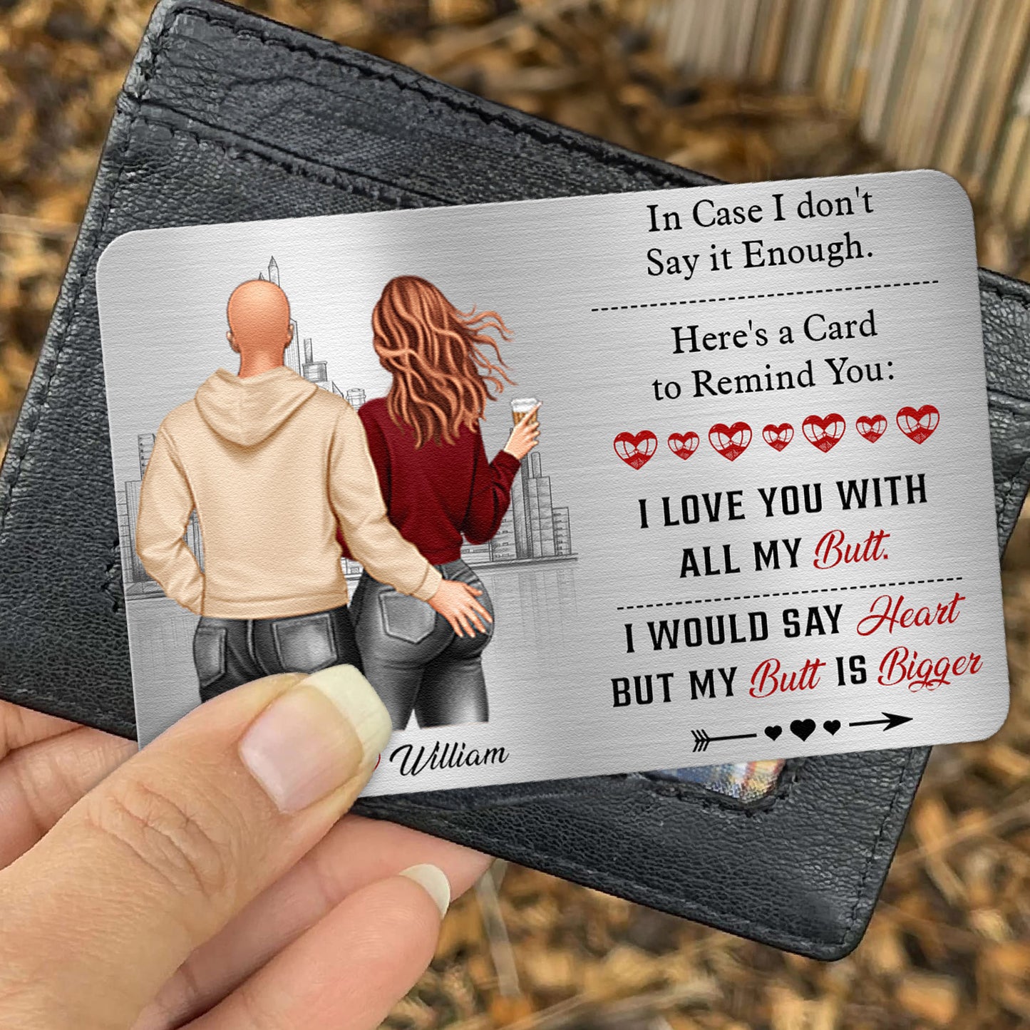 I Love You With All B*tt - Personalized Aluminum Wallet Card