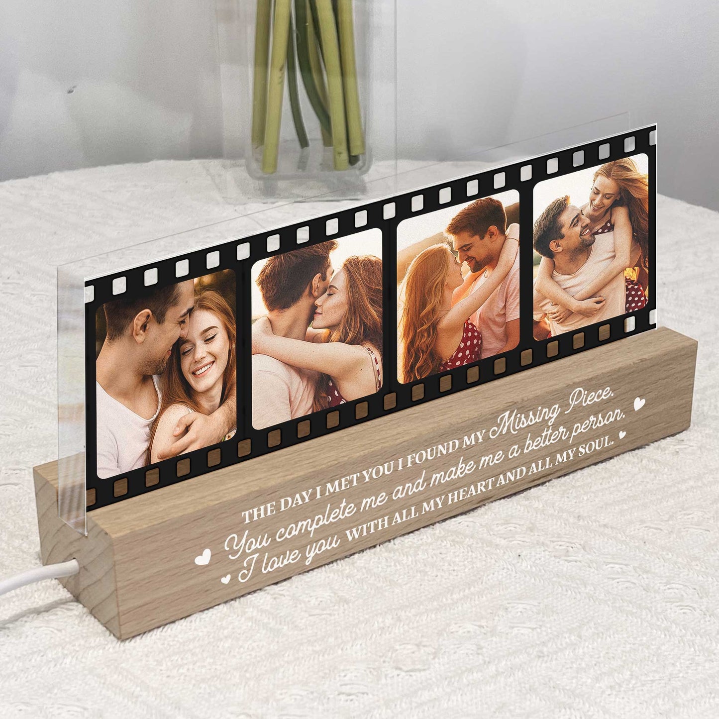 I Love You With All My Heart And All My Soul - Personalized Photo LED Night Light