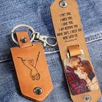 I Love You, I Am Keeping You - Personalized Leather Photo Keychain