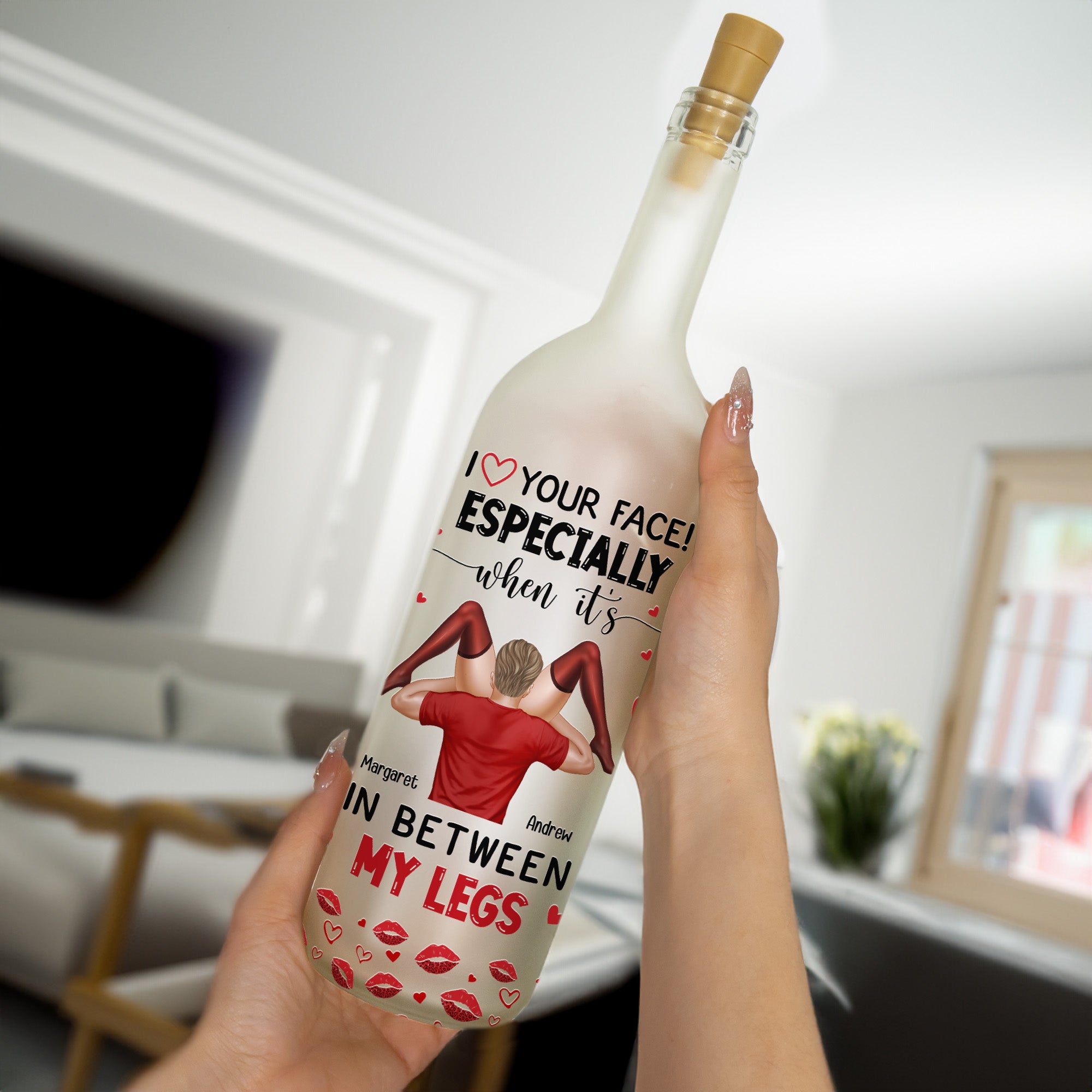 I Love Your Face Especially When It's In Between My Legs - Personalized Bottle Lamp