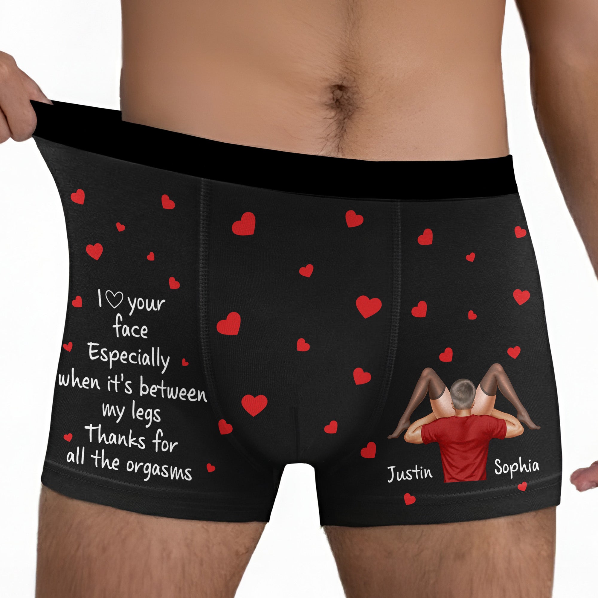 Father's Day Gifts, I Love Your Face Especially When It's Between My Legs Gifts For Him - Personalized Men's Boxer Briefs