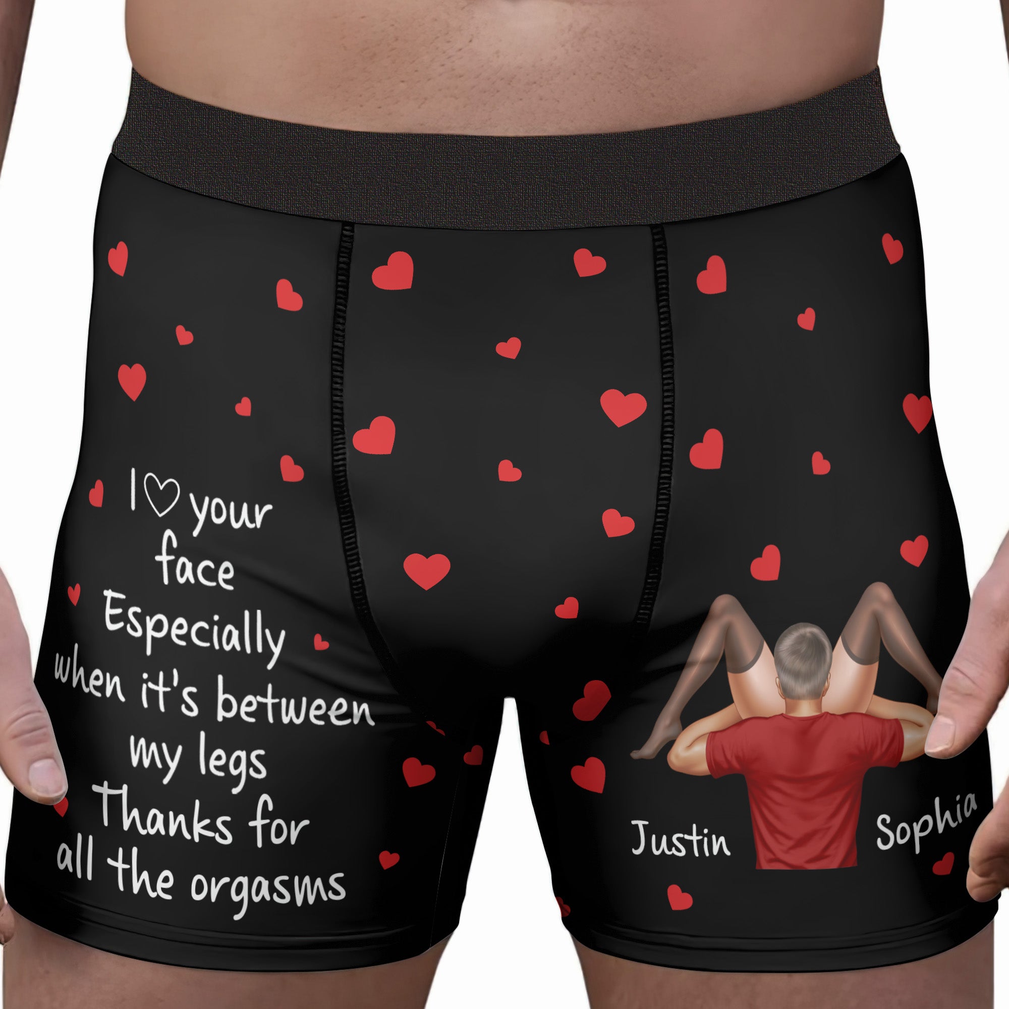 Father's Day Gifts, I Love Your Face Especially When It's Between My Legs Gifts For Him - Personalized Men's Boxer Briefs