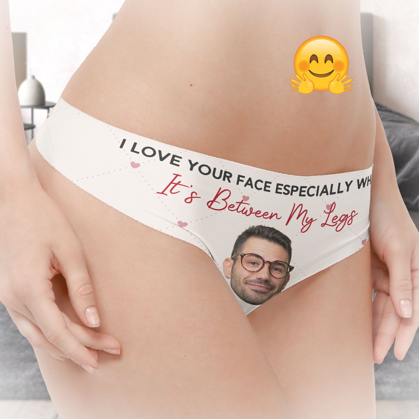 I Love Your Face - Personalized Photo Women's Low-Waisted Brief