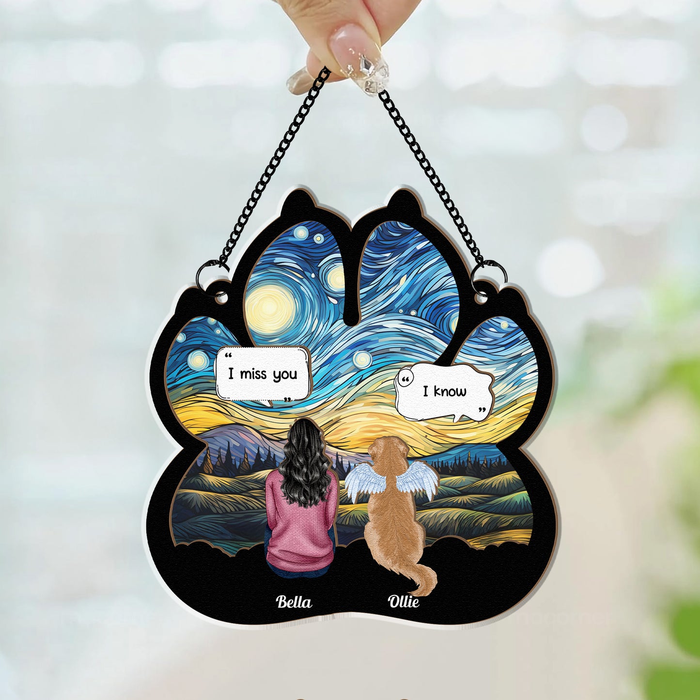 I Miss You I Know Pet Loss- Personalized Window Hanging Suncatcher Ornament