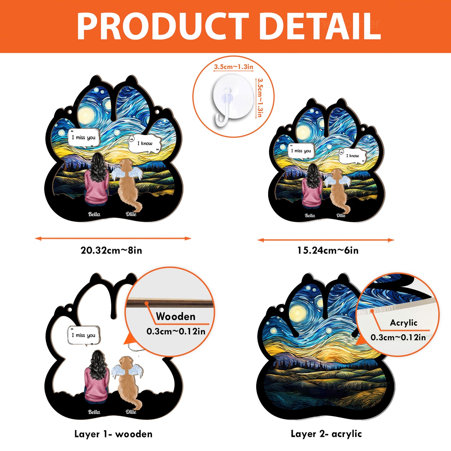 I Miss You I Know Pet Loss- Personalized Window Hanging Suncatcher Ornament