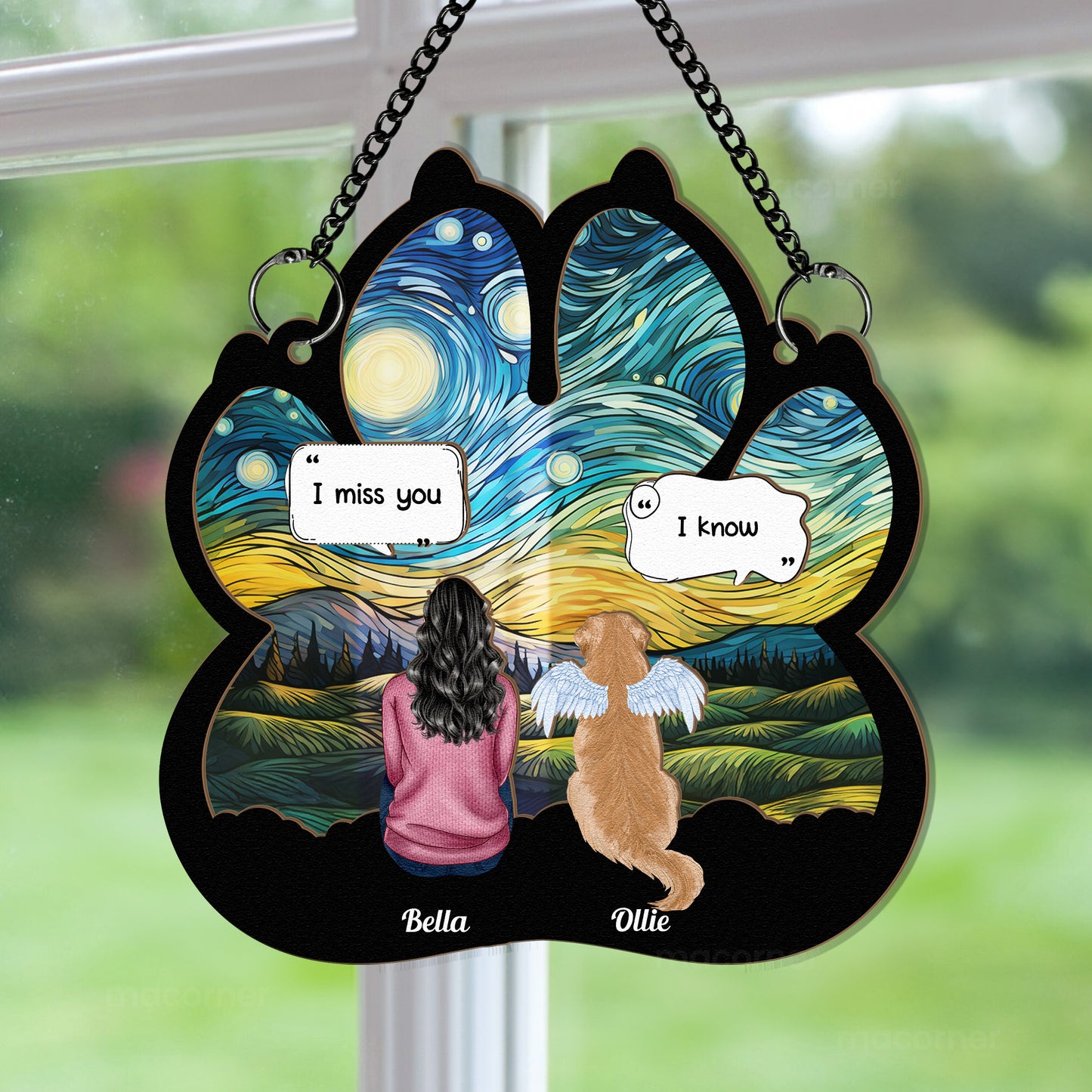 I Miss You I Know Pet Loss- Personalized Window Hanging Suncatcher Ornament