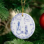 I Miss You Memorial Dog Cat Toile De Jouy Pet Loss - Personalized Ceramic Ornament