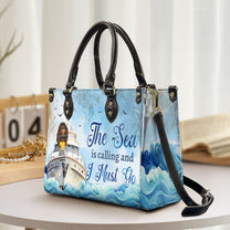 I Must Go Cause The Sea Is Calling - Personalized Leather Bag