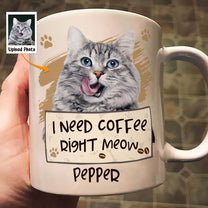 I Need Coffee Right Meow - Personalized Photo Mug