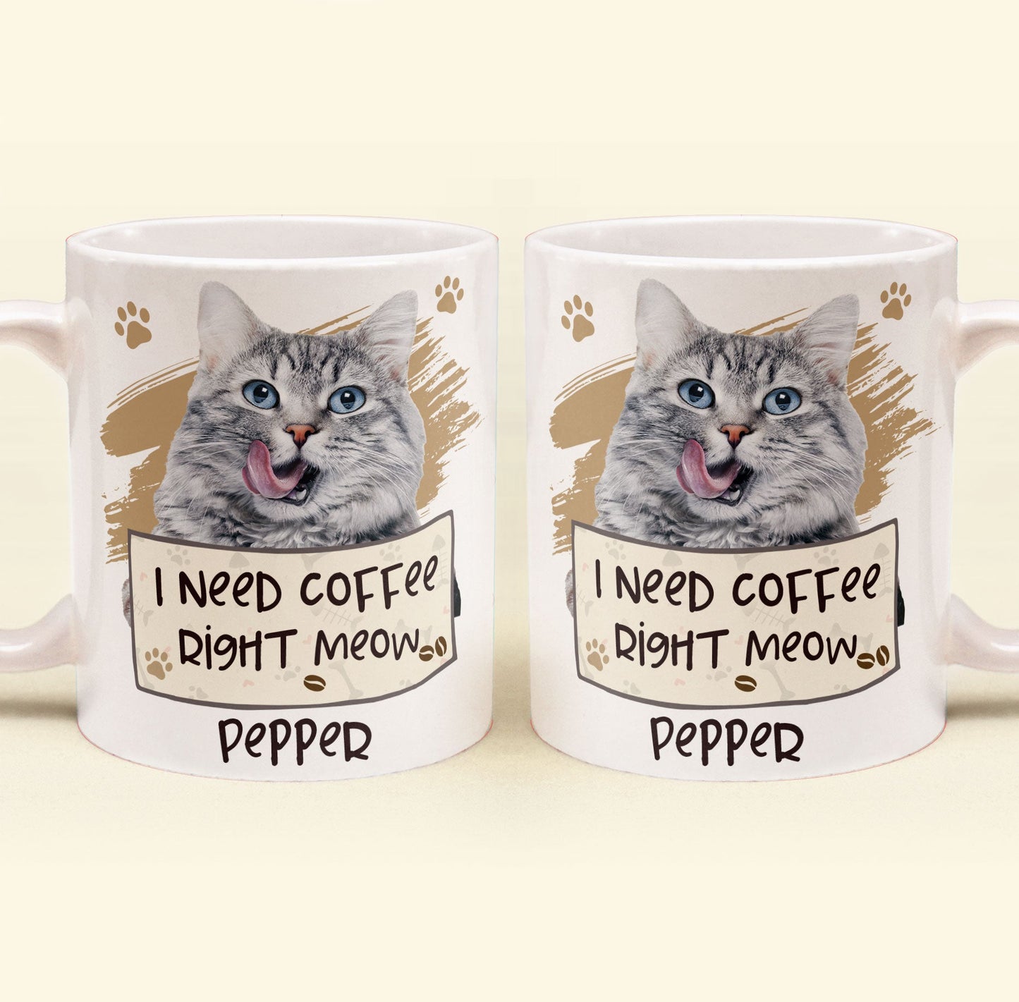 I Need Coffee Right Meow - Personalized Photo Mug