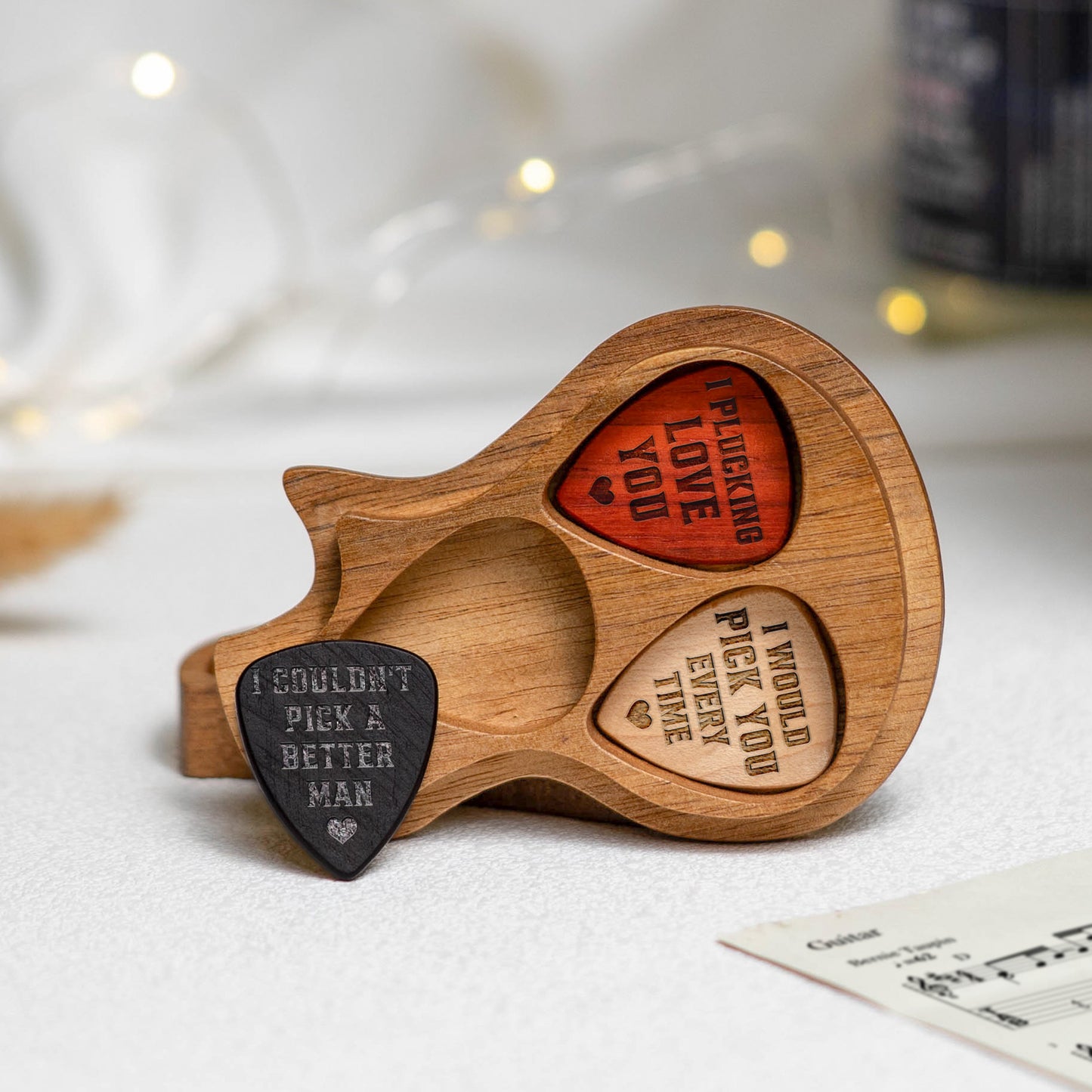 I Pick You And I'll Pick You - Personalized Wooden Guitar Pick Box