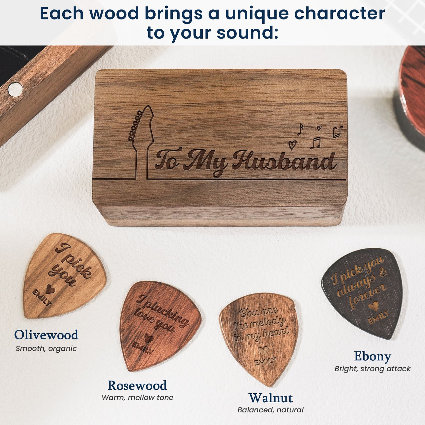 I Pick You - Personalized Wooden Guitar Pick Box