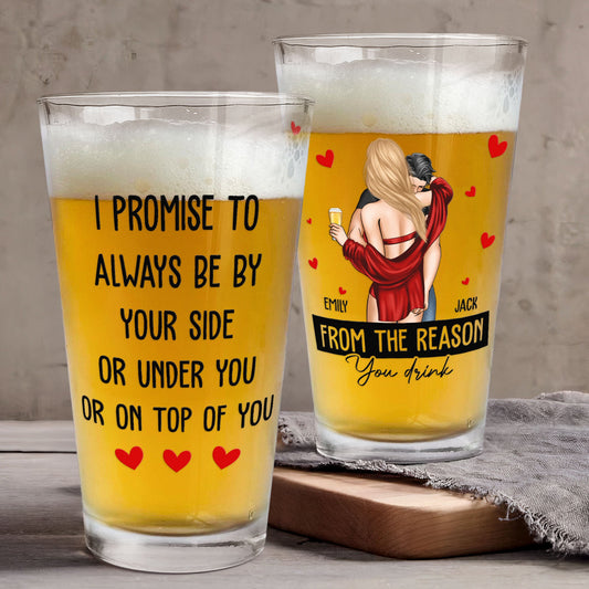 I Promise To Always Be By Your Side Anniversary Gift For Men - Personalized Beer Glass