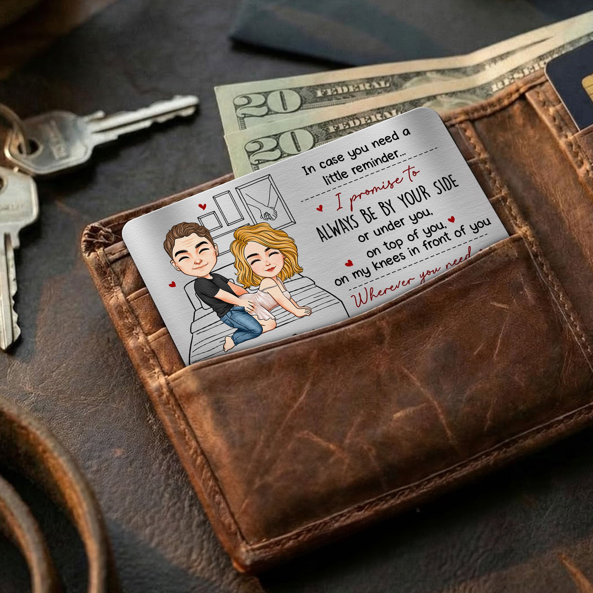 I Promise To Always Be By Your Side Or Under You Or On Top Of You Gift For Him - Personalized Wallet Card