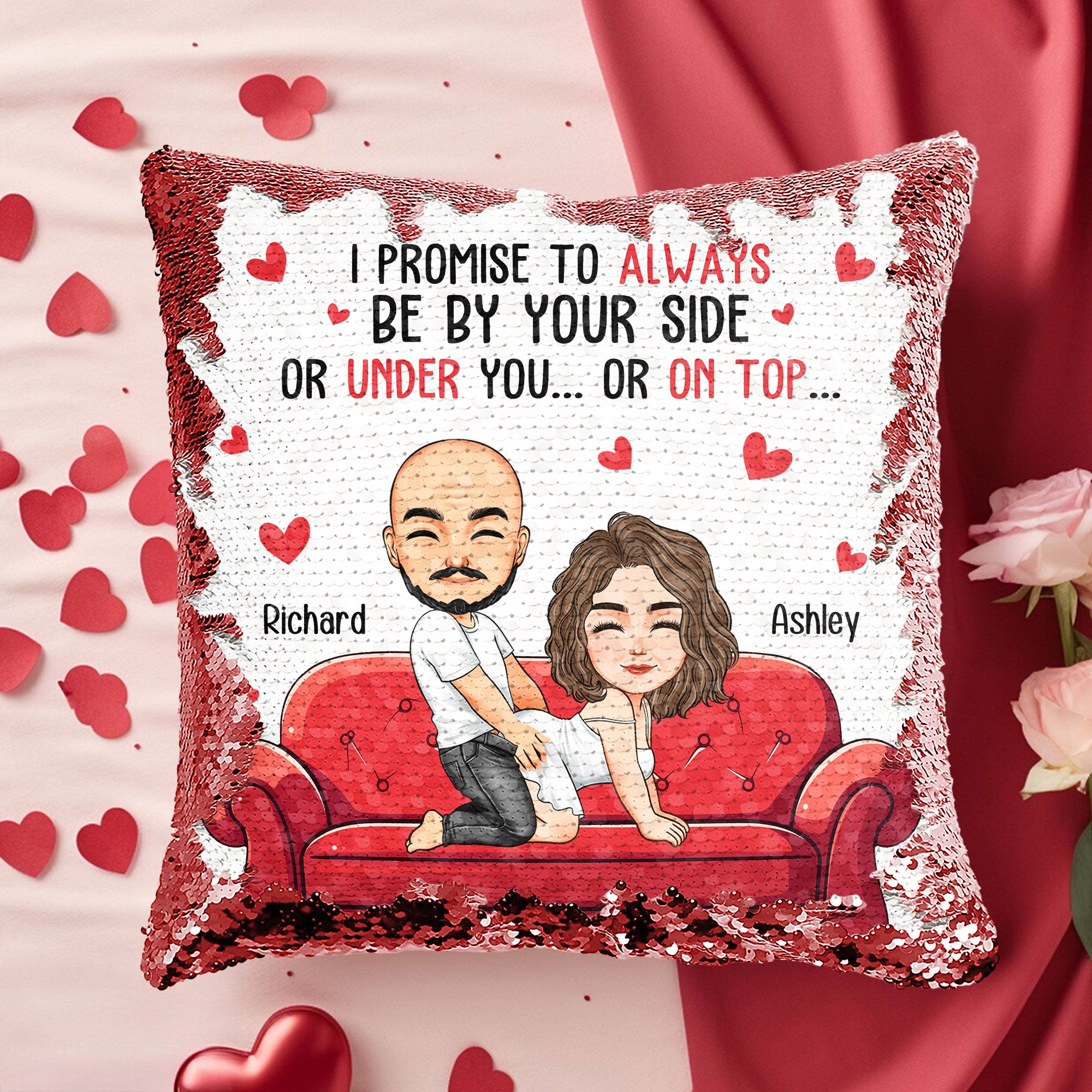 I Promise To Always Be By Your Side - Custom Sequin Pillow